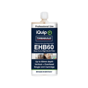 iQuip Timbabuild EHB360 epoxy high-build wood repair filler cartridge for rebuilding and restoring damaged or rotten timber.